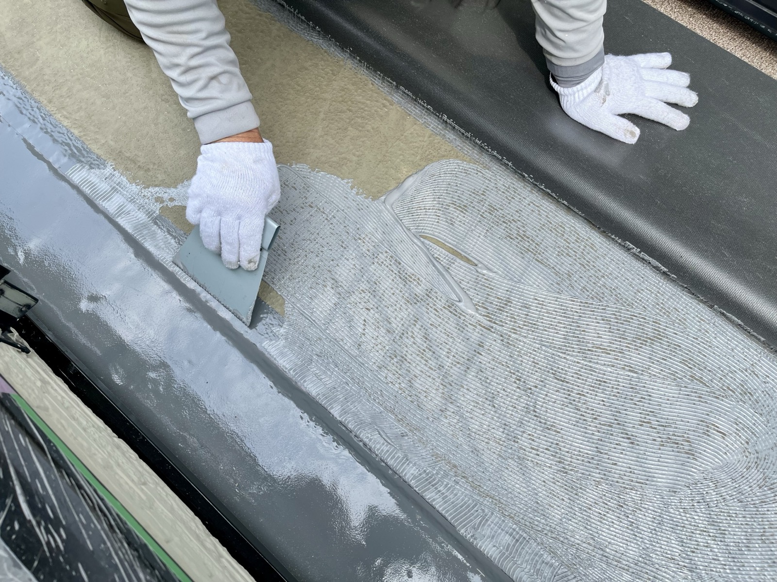 施工写真：ベランダのウレタン防水工事